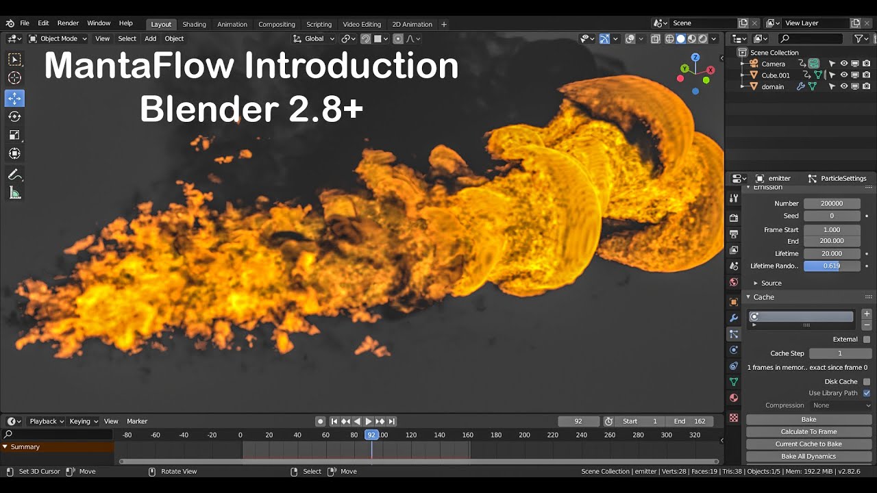 Flame Thrower Blender simulation (intro to mantaflow) NEW!!!