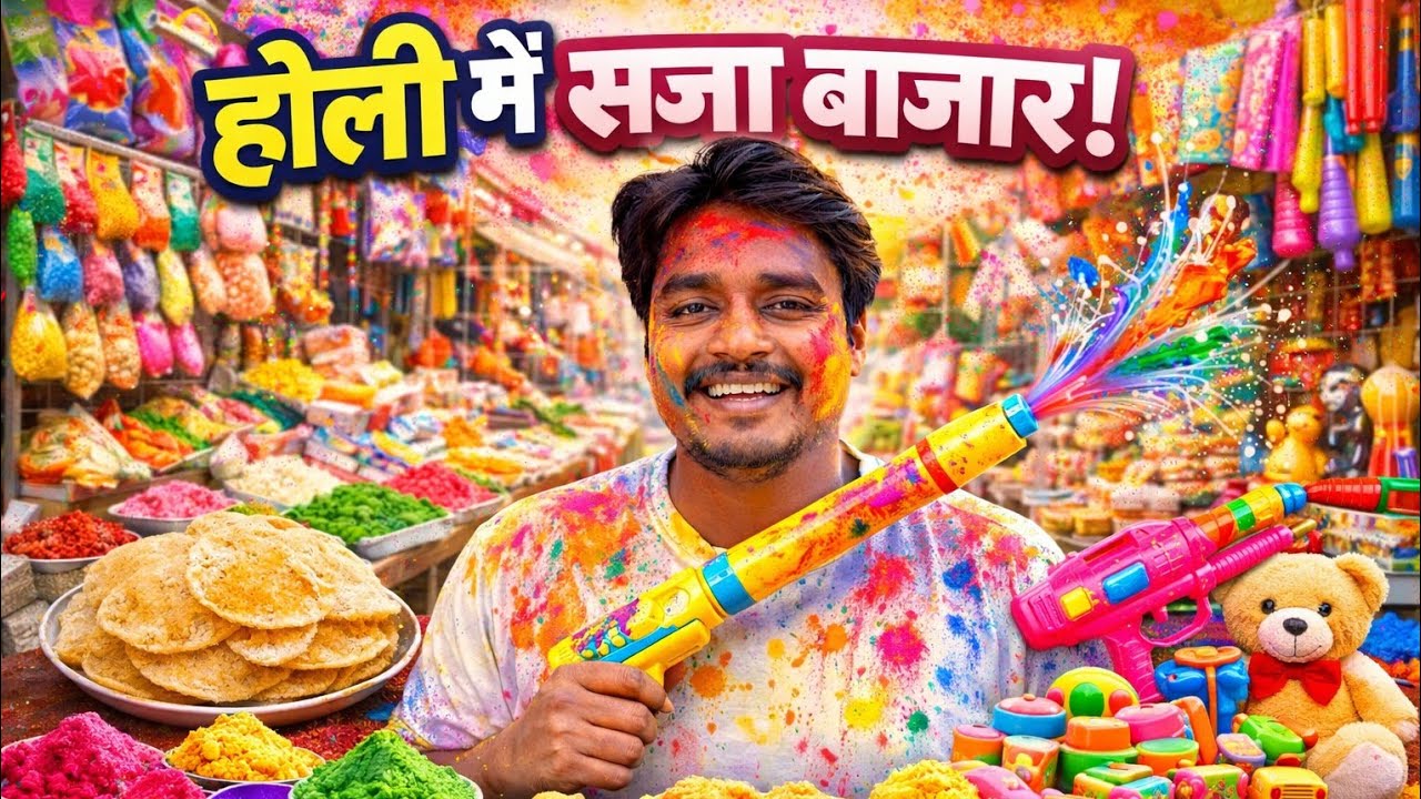 रंग, पापड़, चिप्स और खिलौनों