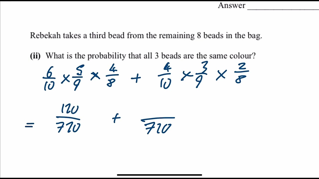 CCEA Further Maths 2019 unit 3 Q2 PROBABILITY