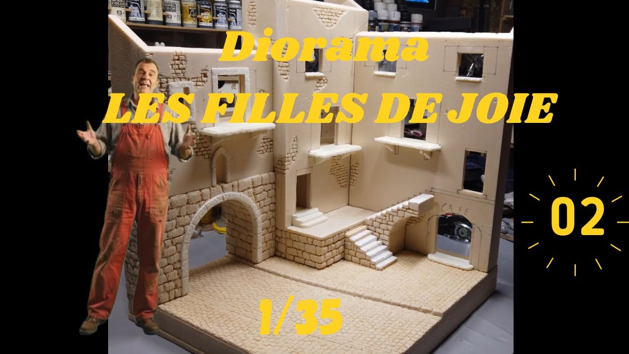 DIORAMA  LES FILLES DE JOIE ,réalisation des murs et  des gravures