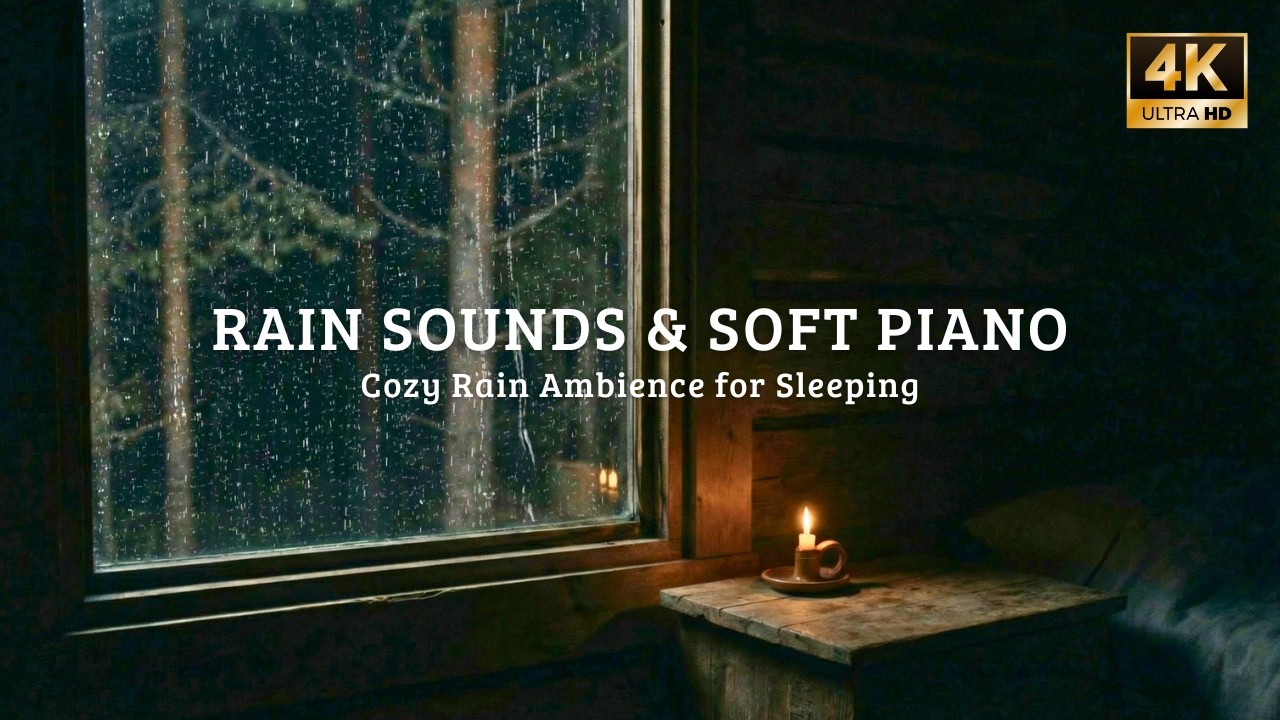4K Window Rain at Night 🌧️ Soft Piano for Deep Sleep, Anxiety Relief & Total Relaxation