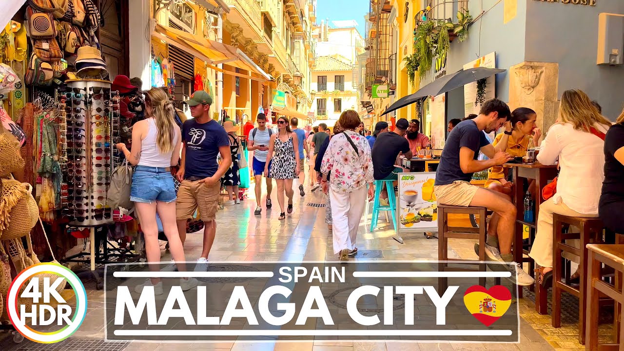 🇪🇸 Malaga in Spain, Summer Walk at 35°C July 2022 Costa del Sol, Andalucia 4K-HDR