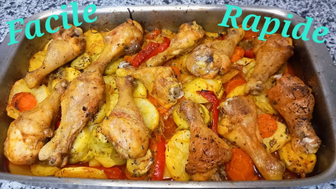 Poulet et légumes au four. un régal. (très facile et rapide)