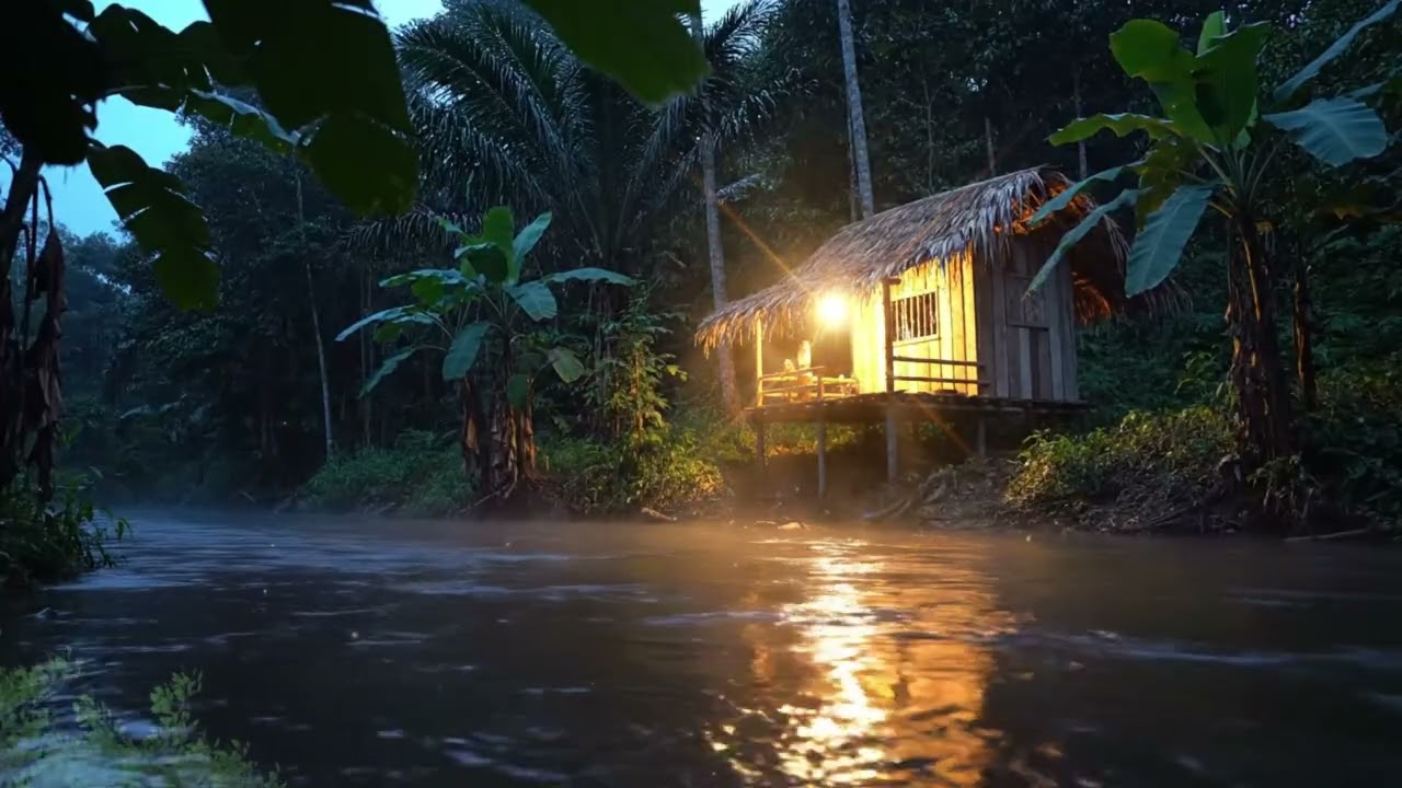 Peaceful Night by the River 🌲 Relaxing Piano & Forest Sounds for Stress Relief