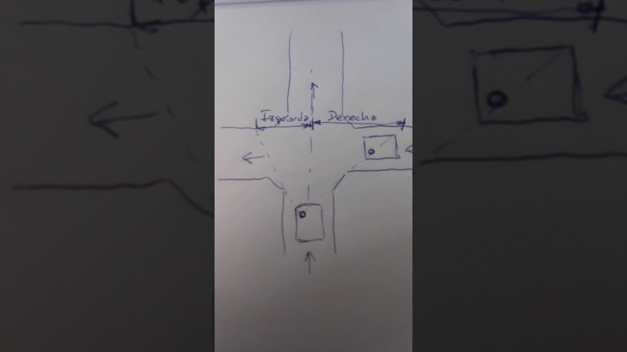 cruce de dos calles de mano única, prioridad de paso y ley de transito.