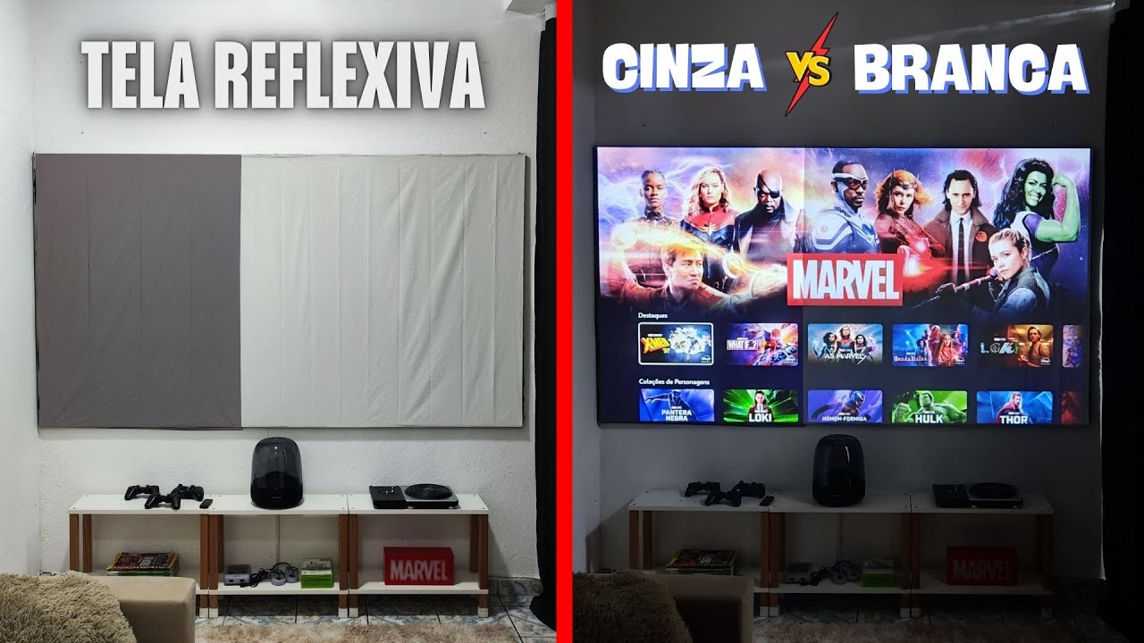 TELA DE PROJE&Ccedil;&Atilde;O REFLEXIVA BRANCA VS CINZA. COMPARATIVO COMPLETO - QUAL &Eacute; A MELHOR ?