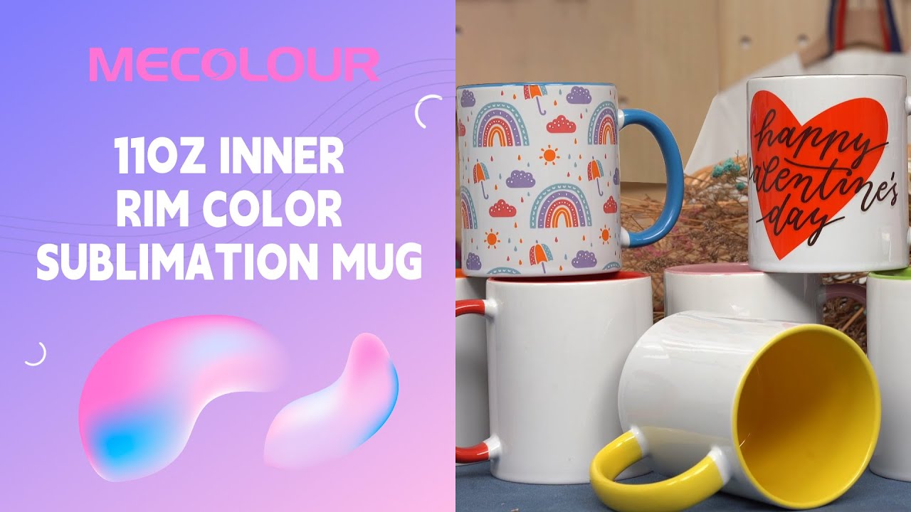 Mecolour rim and handle color 11oz sublimation ceramic mug