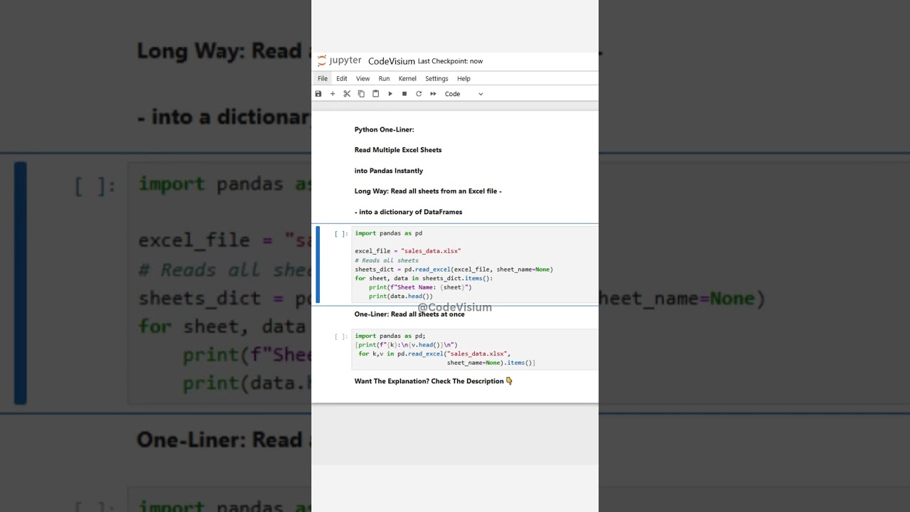 Python One-Liner: Read Multiple Excel Sheets into Pandas Instantly! ⚡📊 #PythonTips #DataAnalysis