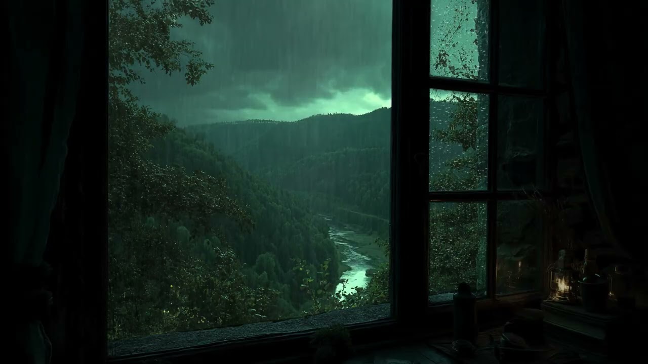 Soft Rainy Night with a Warm Lamp | Cozy Window Bedroom Ambience for Deep Rest