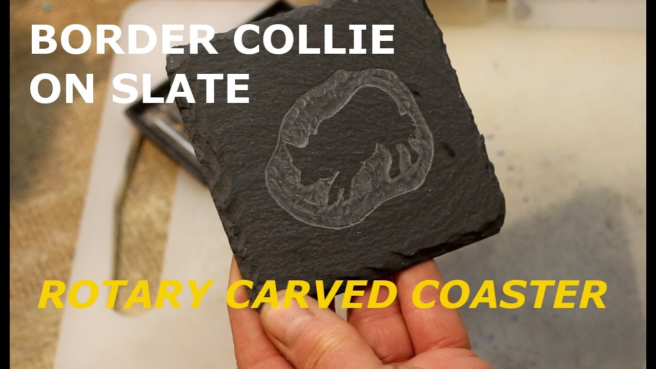 Border Collie Rotary Carved on Slate