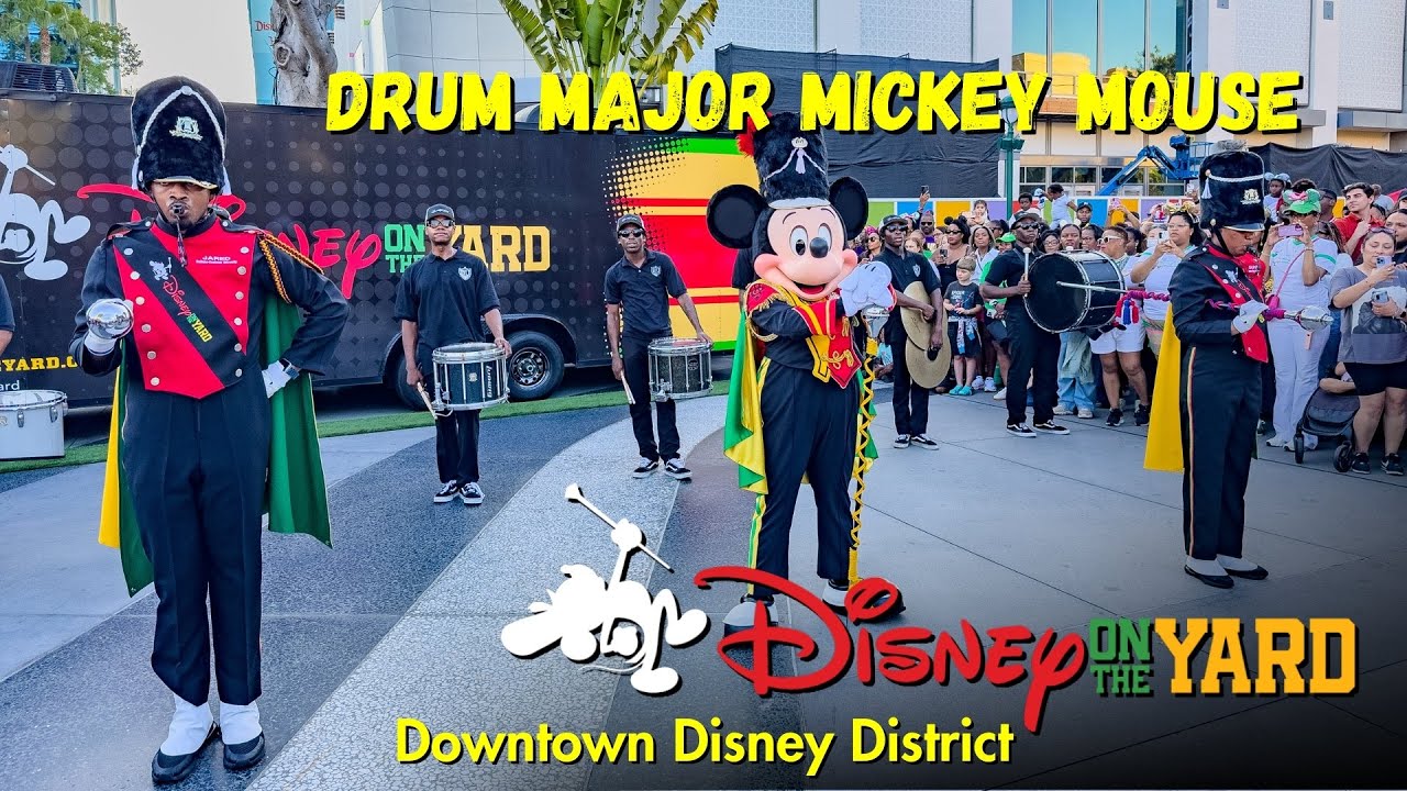 Drum Major Mickey Mouse with Drumline for Disney on the Yard Event at Disneyland Resort! 4K