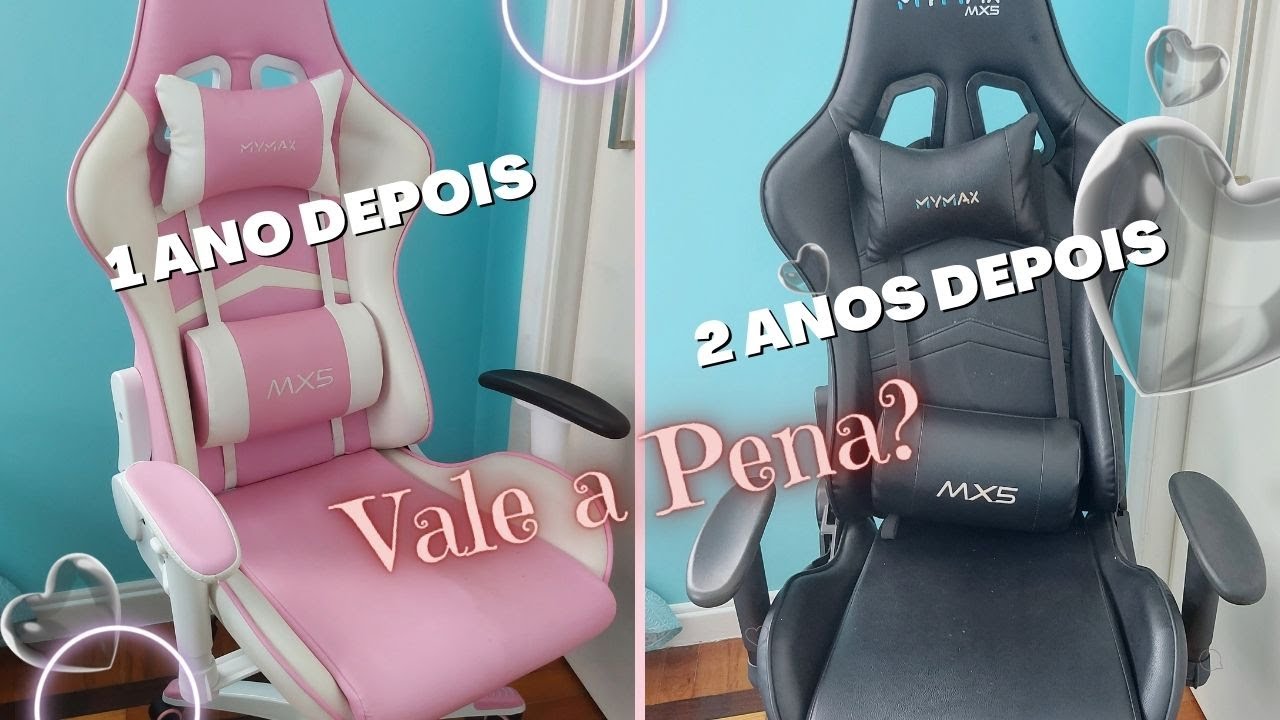 CADEIRA GAMER ROSA E BRANCA Após 1 ANO DE USO | PRETA Após 2 ANOS DE USO | MYMAX MX5 - Vale a Pena?