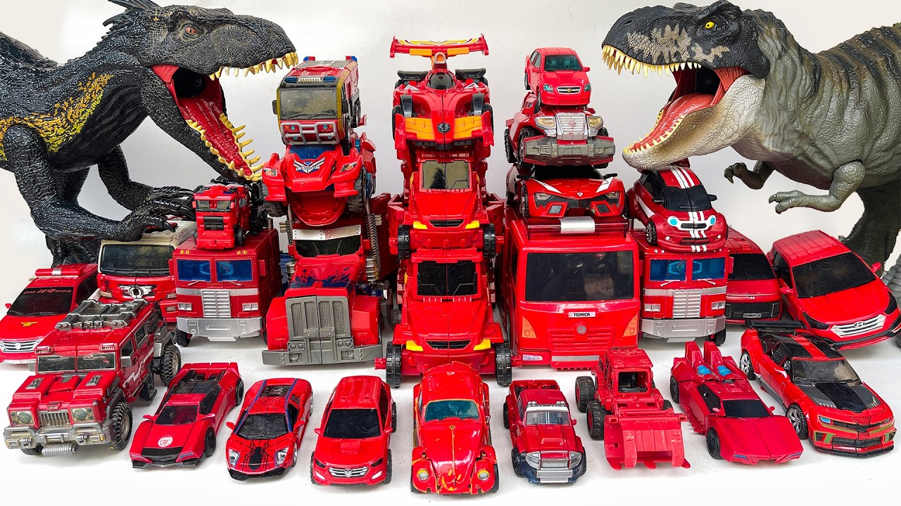 Mainan Mobil Merah Tobot Carbot Lengkap mengubah - Dinosaurus Memakan Mobil: Optimus Prime G1