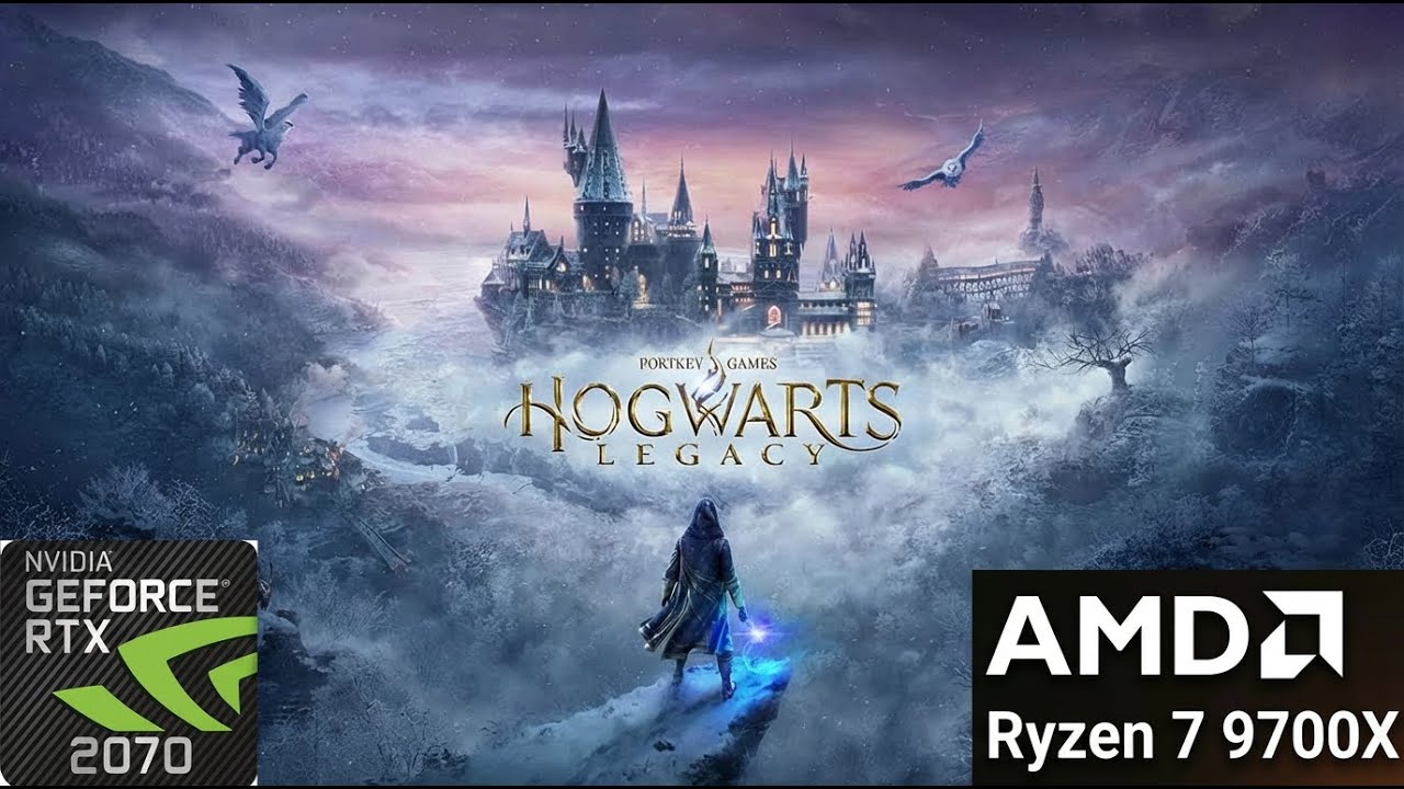 Hogwarts Legacy R7 9700X+RTX 2070 em QuadHD