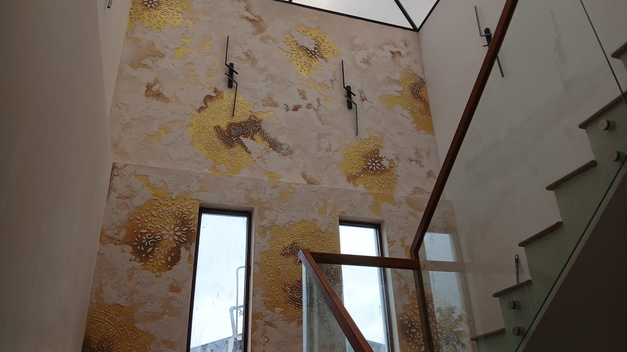 Luxury home texture wall designing🎨💚💛💚💙😱😱😱😱😱🔥#dasingartlanka #paintingmusic #interiordesign #art
