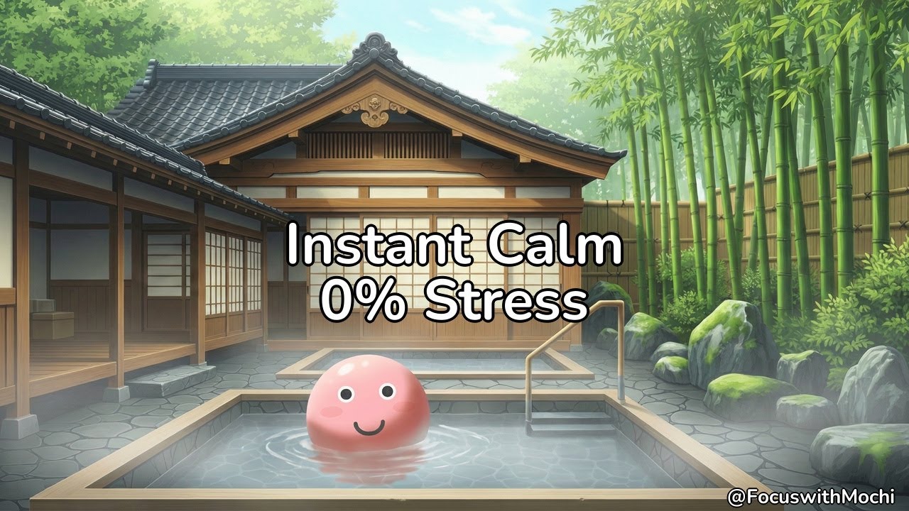 140 Min Flow Timer | 30min x 4 Pomodoro | Zen Onsen Ambience | Focus with Mochi