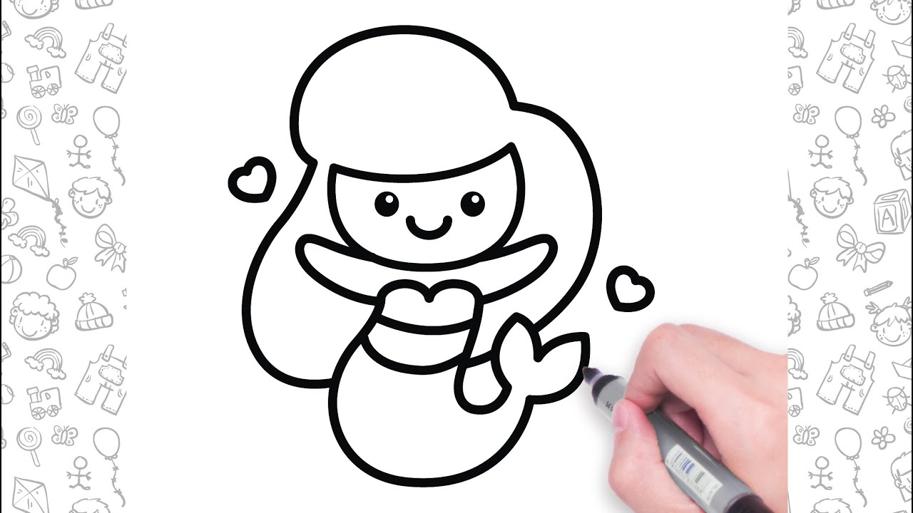 How to Draw Mermaid Easy | Easy Cute Drawings