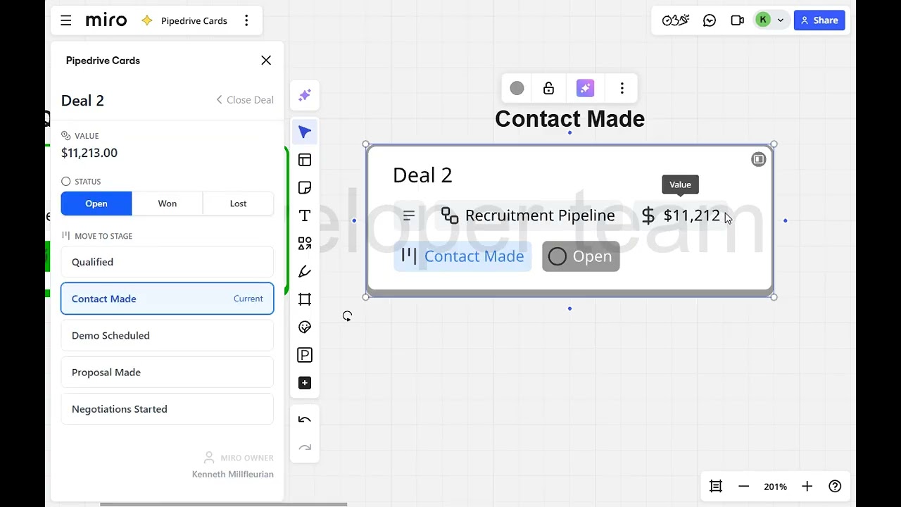 How to setup Pipedrive Cards on your Miro Board