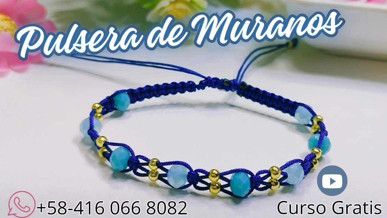 Pulsera súper elegante y sofisticada con balines y Murano. Curso gratis DIY