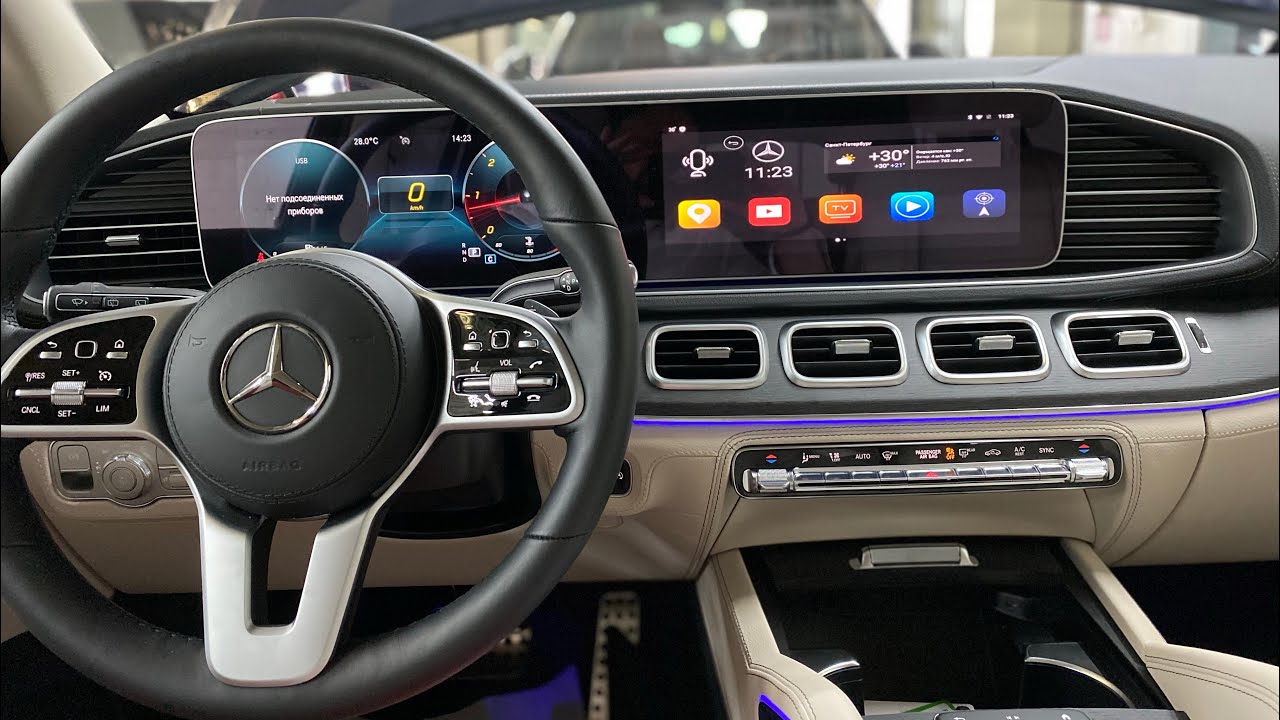 Андроид мультимедиа на мониторе Mercedes GLS W167, Яндекс YouTube и многое другое On Line в Авто!