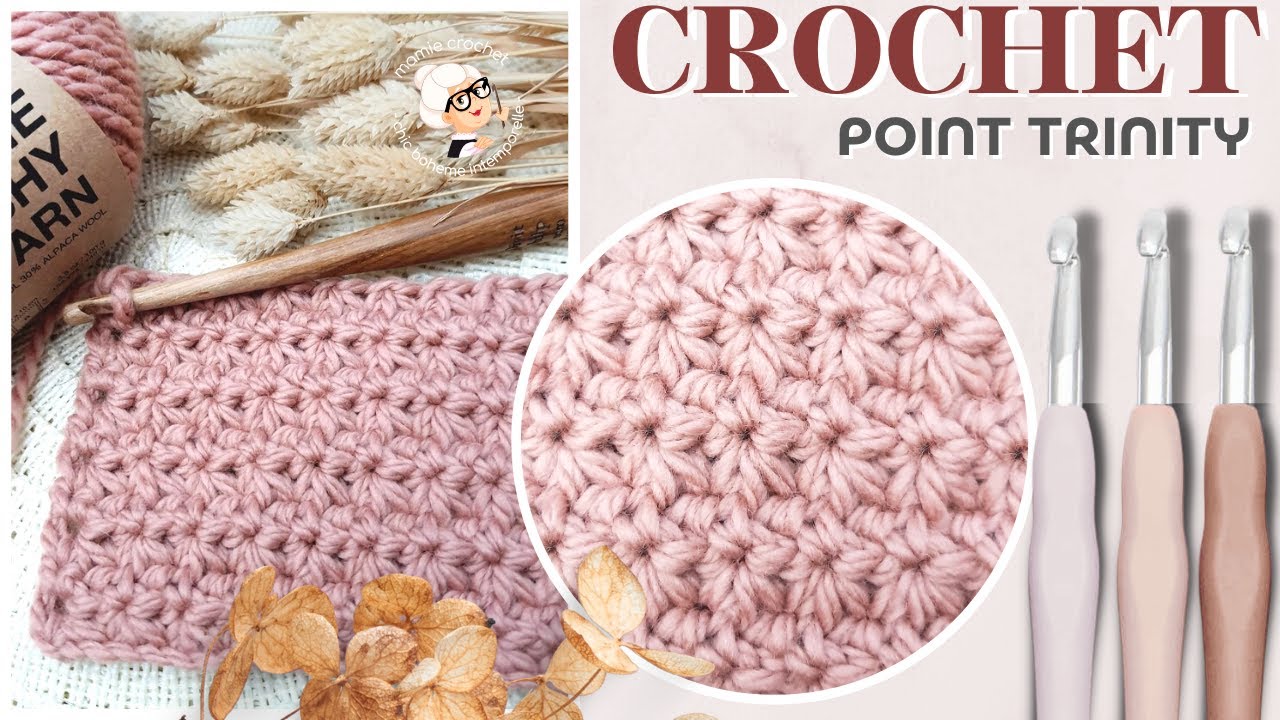 🧶JOLI POINT TRINITY // SIMPLE 1 RANG DE REPETITION ❤ CROCHET TUTO 🧶 pas a pas facile @Mamie Crochet