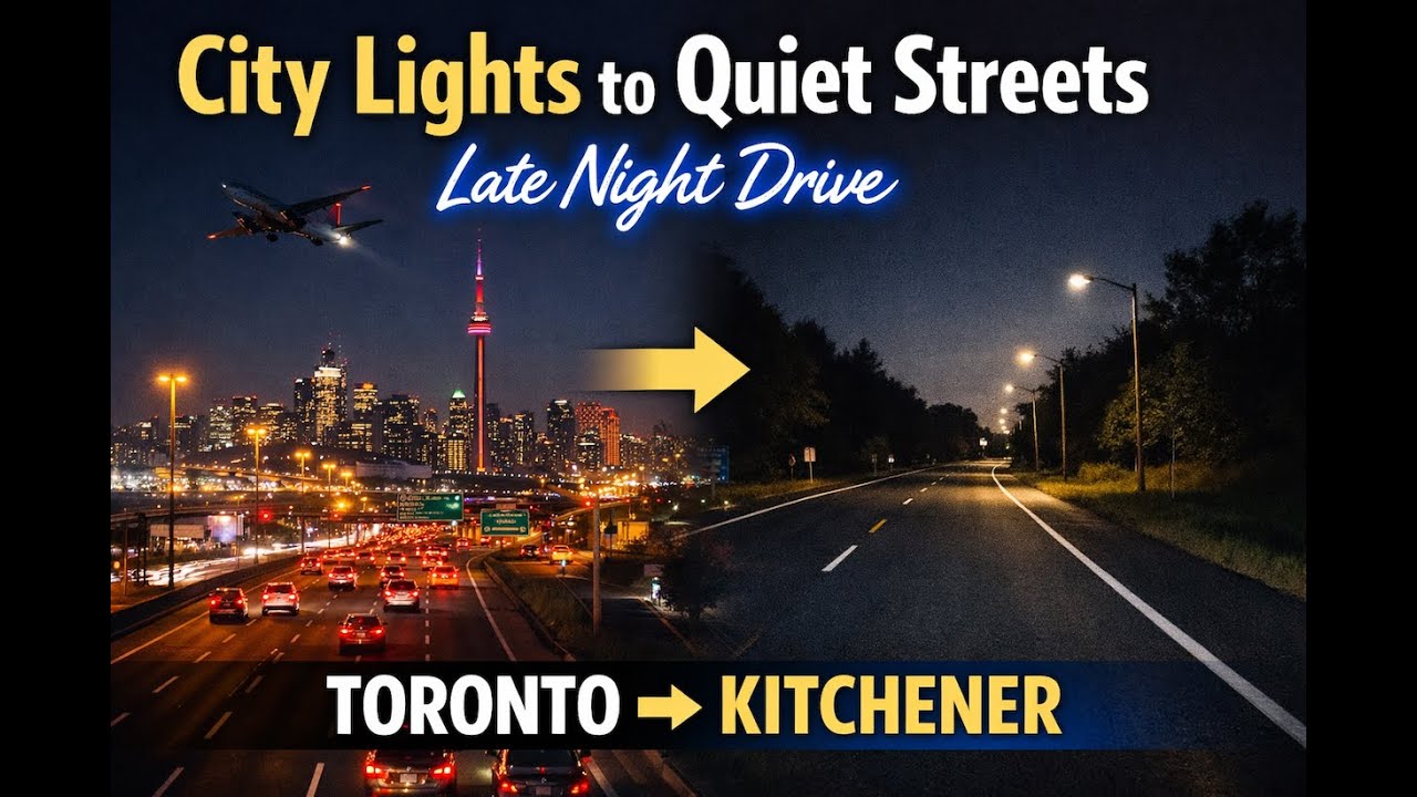 Toronto to Kitchener | Calm Late Night Drive from Pearson Airport