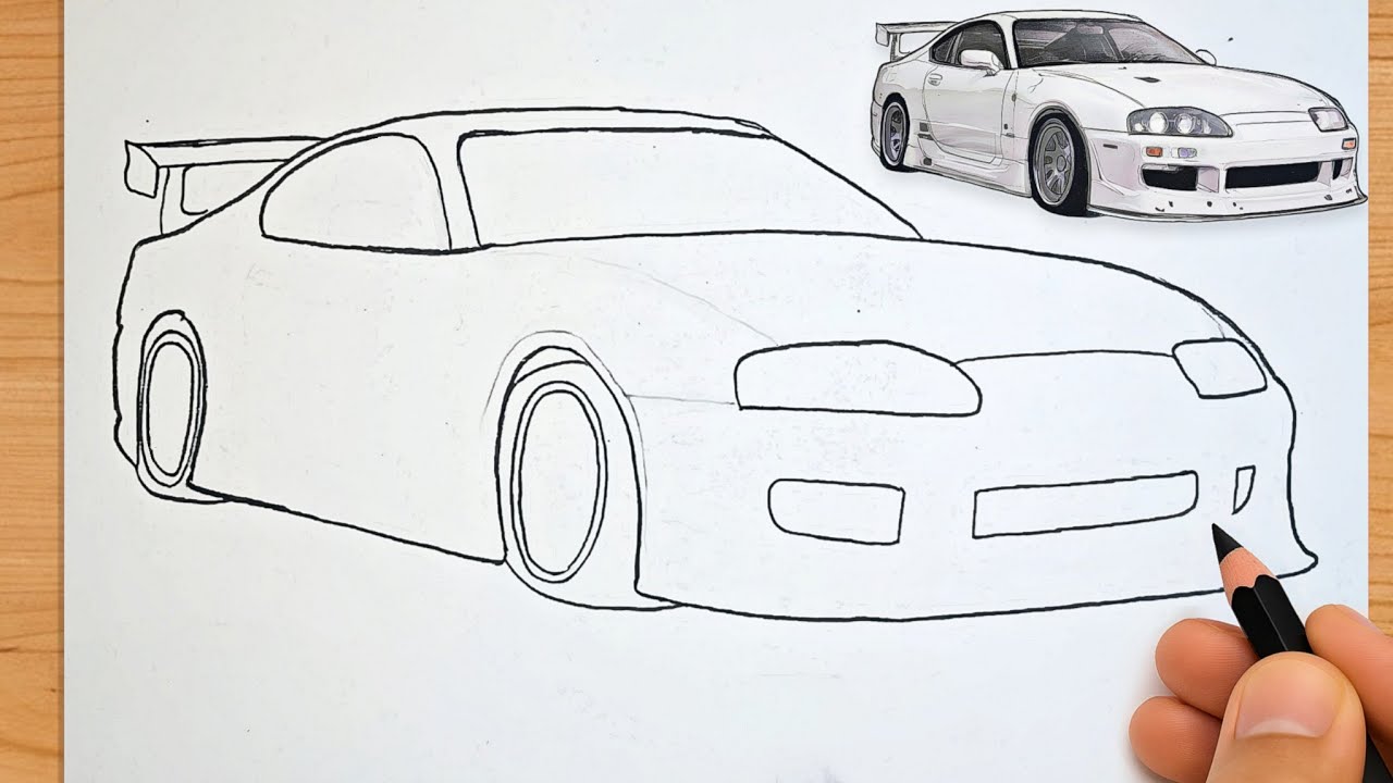 Рисунок автомобиля Toyota Supra || Как нарисовать SUPRA шаг за шагом 🔥 (Часть 2) | Легко и реалис...