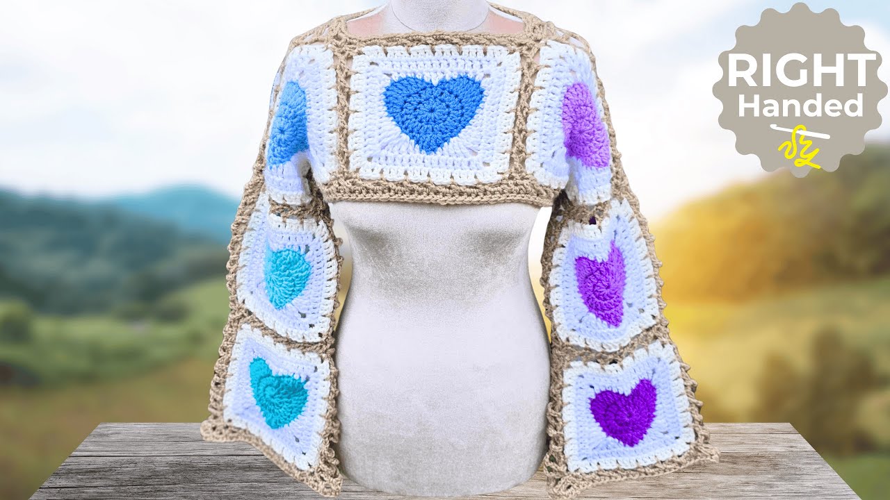 Laced Up Hearts Easy Shrug Sweater Crochet Pattern - Step by Step Tutorial!