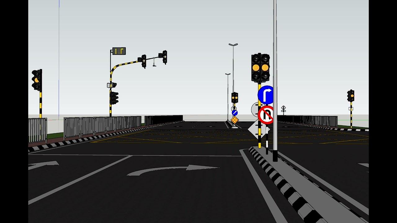 Sketchup Animation-Traffic Light Junction at Jln Masjid Lama(with countdown timer). Sarikei Sarawak