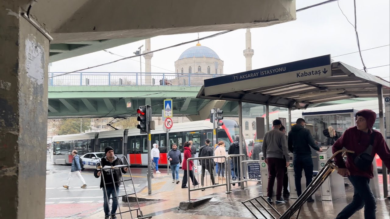 Istanbul Turkey - Plan Your Perfect Trip to  Aksaray Fatih Station T1  Tram Line 2022 December 1 4K