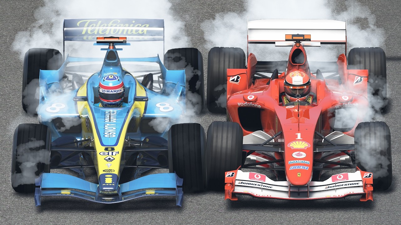 Michael Schumacher vs Fernando Alonso | Ferrari F2004 vs Renault R24 | F1 2004 at Monza