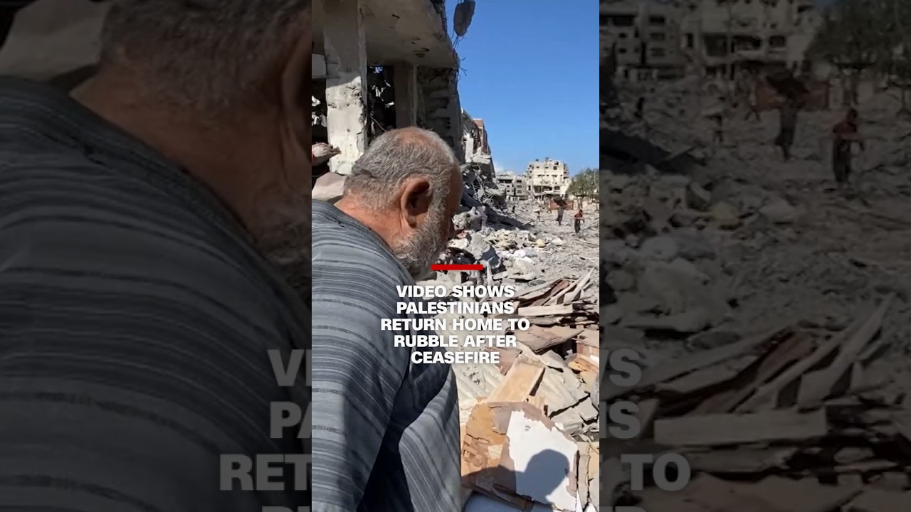 Video shows Palestinians return home to rubble after ceasefire
