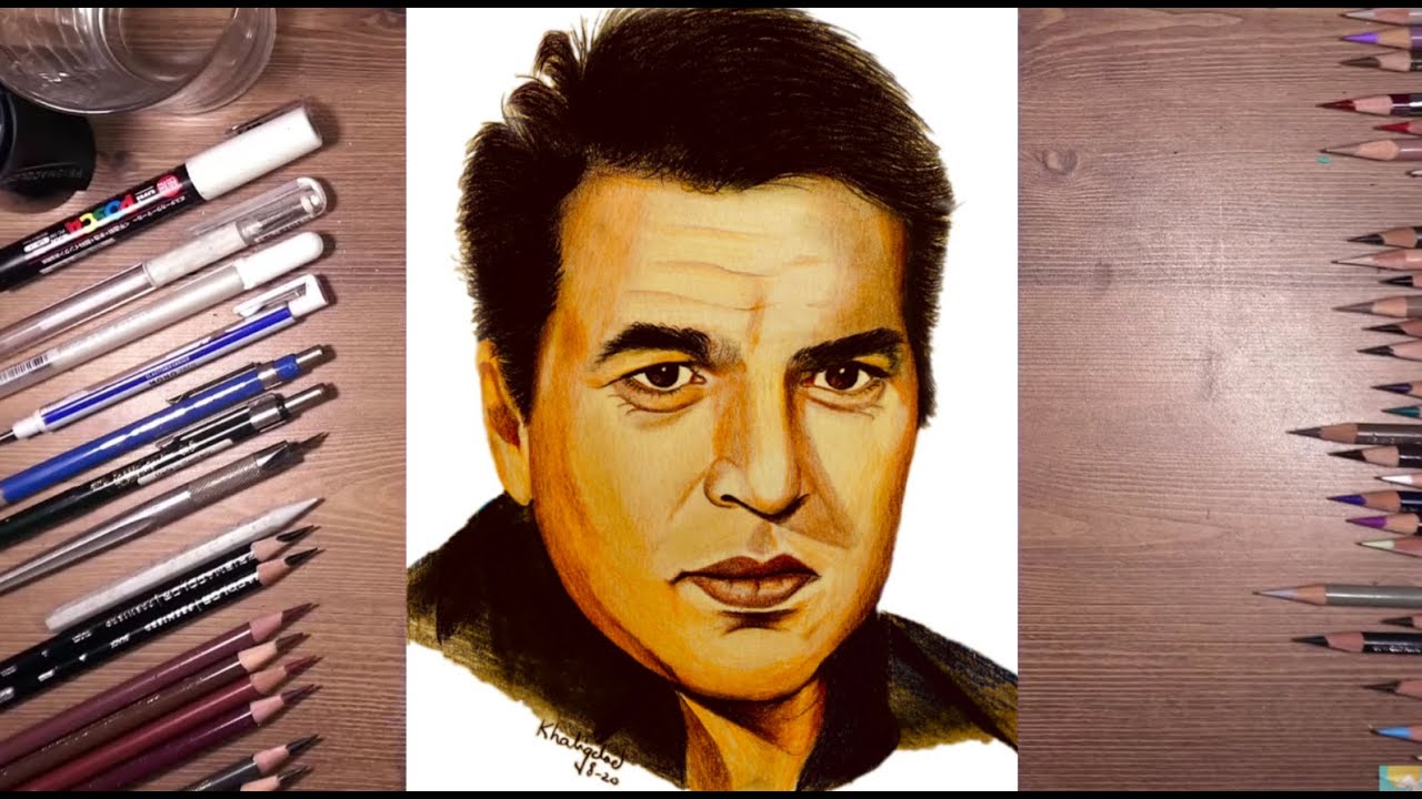 Tutorial color pencil drawing Dharmendra | Indian Actor Dharmendra | Art Of KN