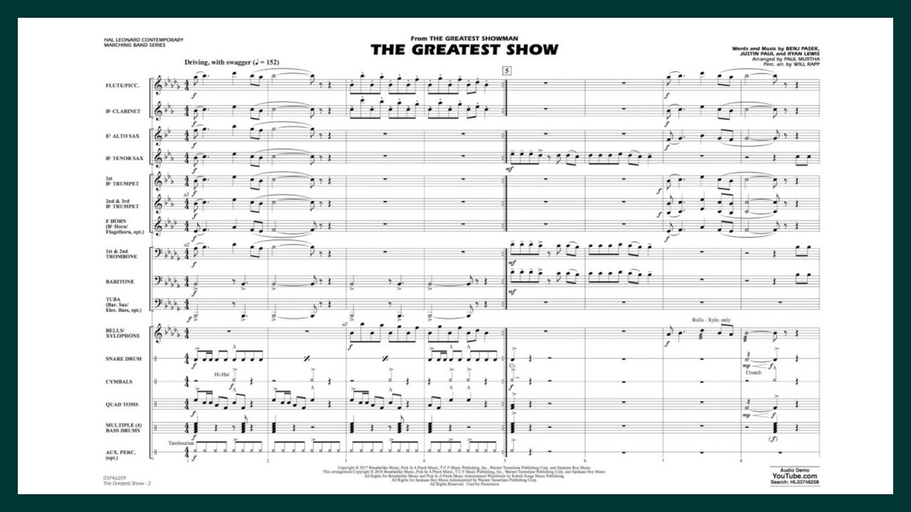 The Greatest Show arranged by Paul Murtha
