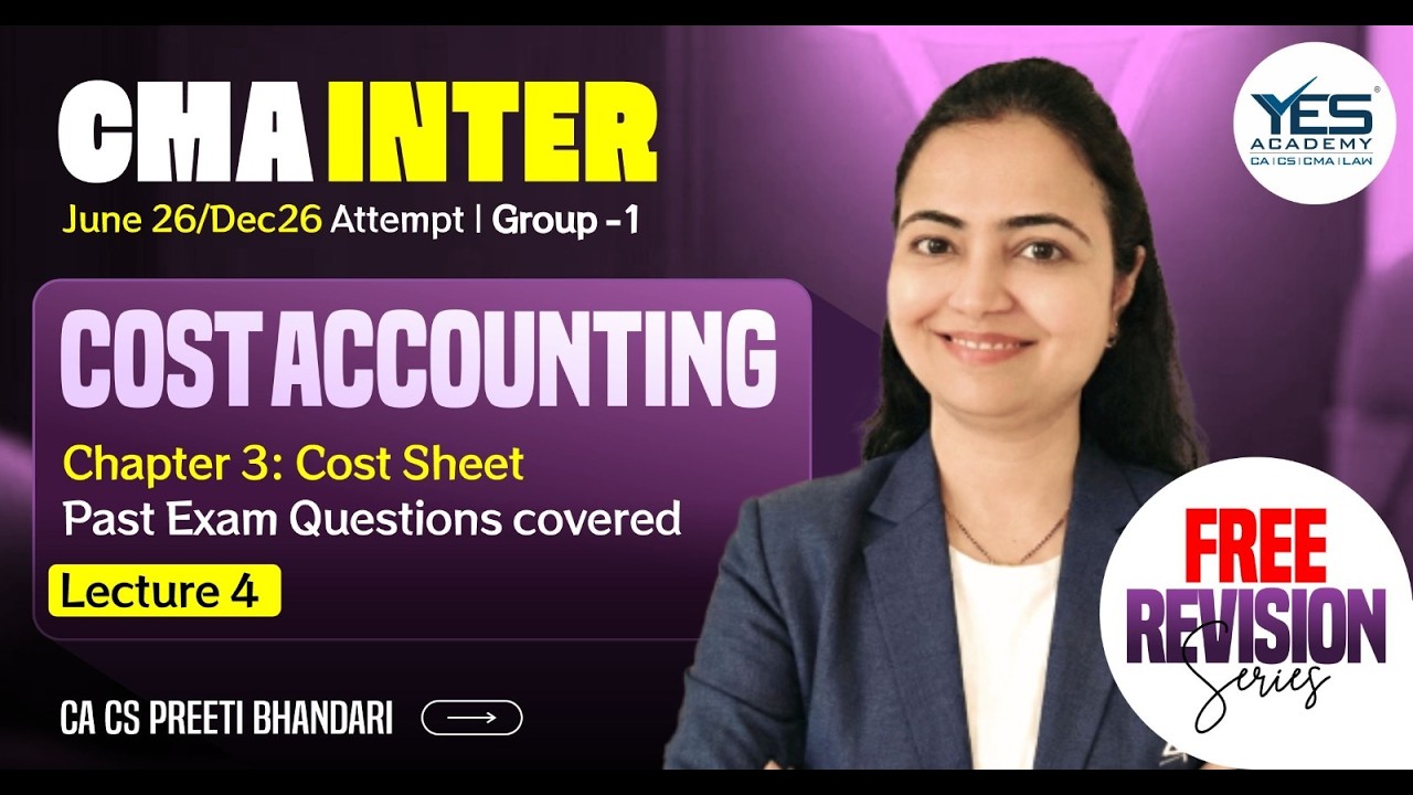 CMA Inter June 2026 | Free Live Revision Batch | Cost Accounting 9 | CA CS Preeti Bhandari