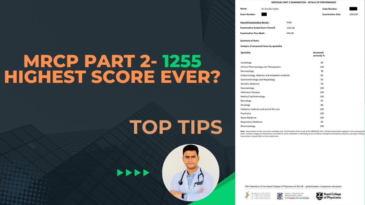 MRCP Part 2 Highest Score Ever? | My Strategy to 1255 Marks