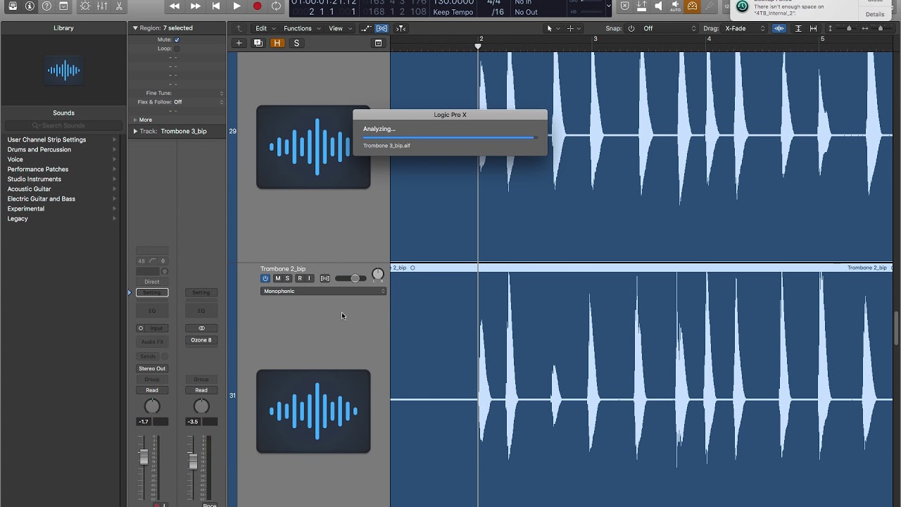 Logic X Pro Comping Horn Section Tightening with Flex Editing
