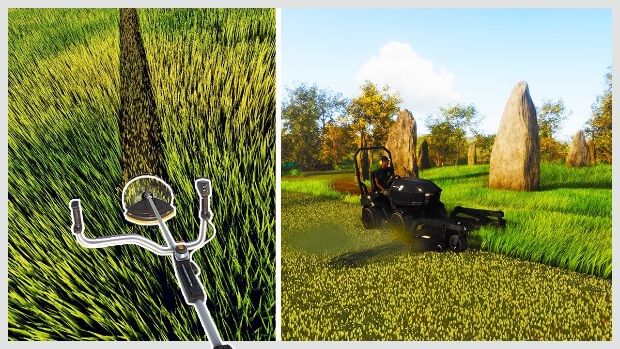 Lawn Mowing Ancient Ruins is Super Satisfying - Lawn Mowing Simulator