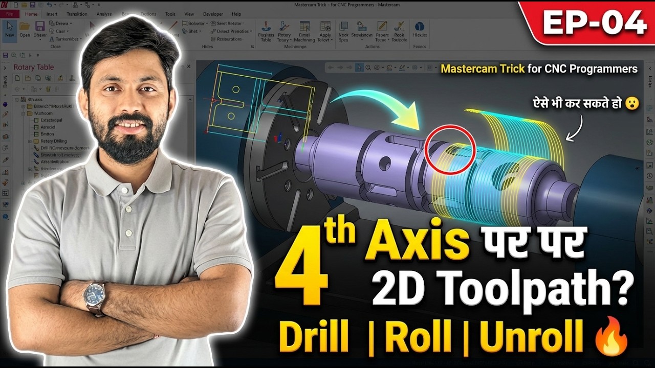 Mastercam 5 Axis Basics | Machine Setup + Drill & HelixBore (EP-04) By#veerji #magicianofcnc