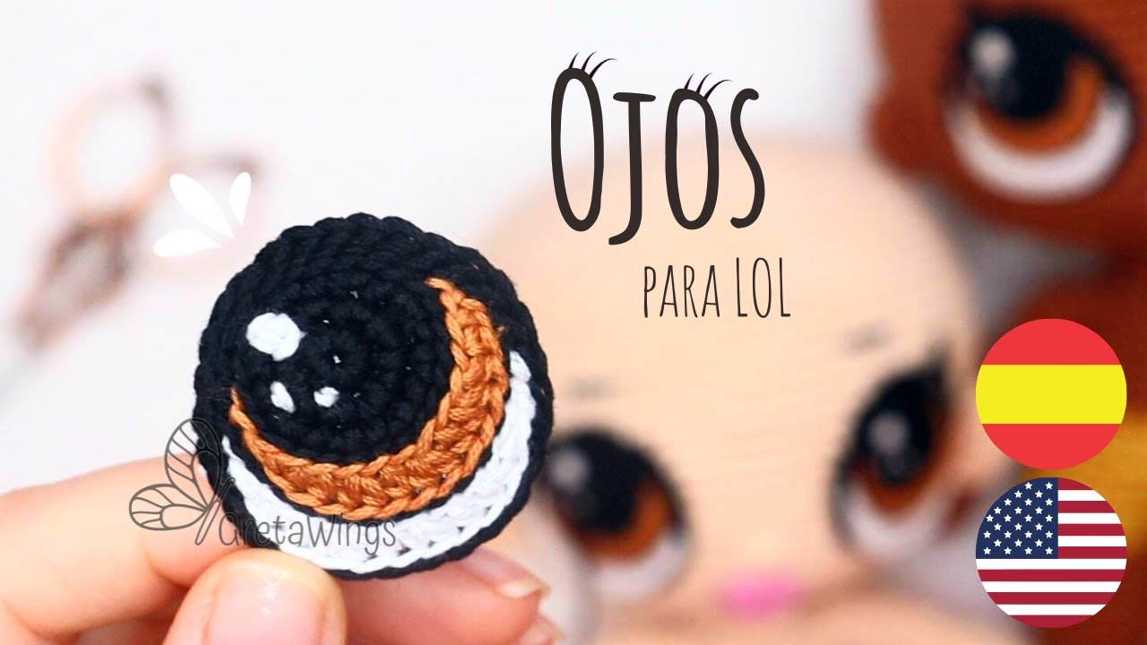 Ojos tejidos para Amigurumis y peluches Tutorial Paso a Paso con subtítulos🇺🇸🇪🇸/ GretaWings
