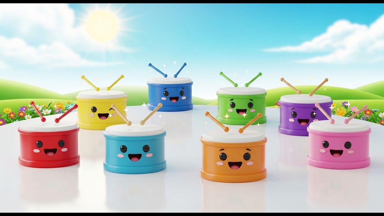 Sept petits tambours jouets bang bang bang | Chanson de musique pour enfants