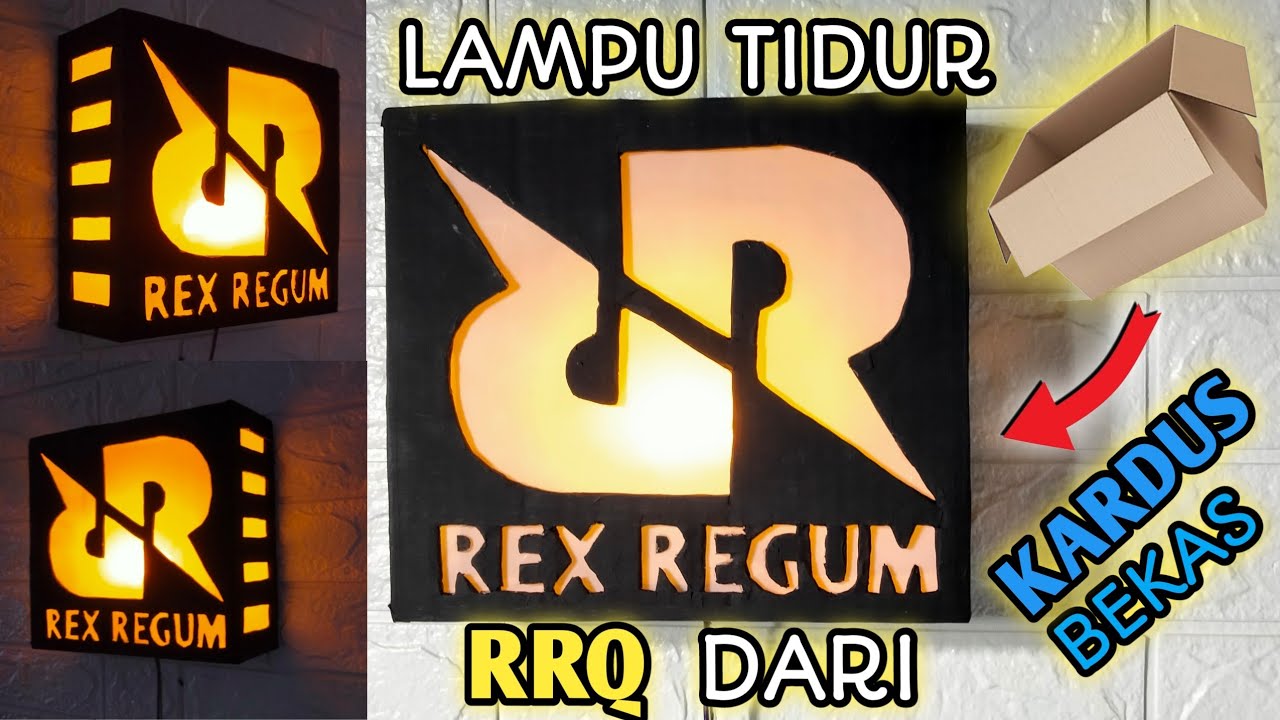 Cara membuat lampu tidur/hias logo RRQ dari kardus bekas