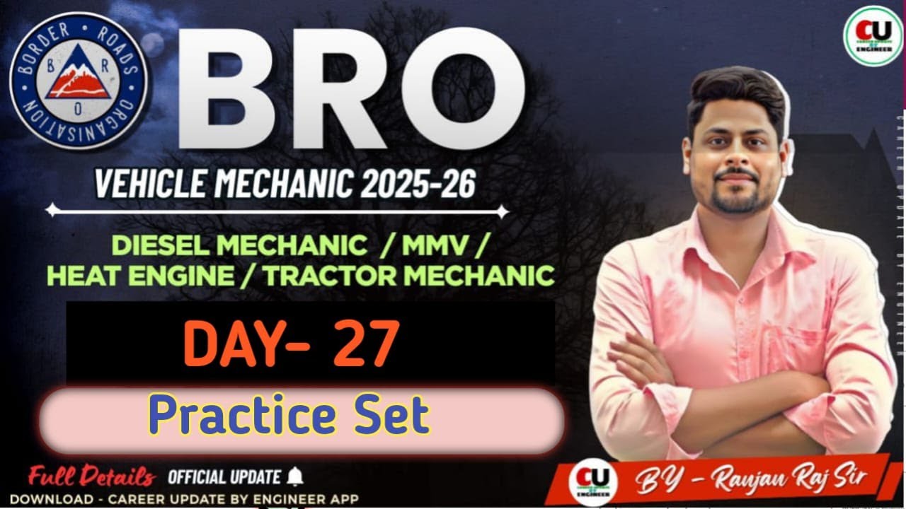 BRO Vehicle Mechanic Class | DAY-27 | BRO Vehicle Mechanic Previous Year Question |BRO GREF Mechanic
