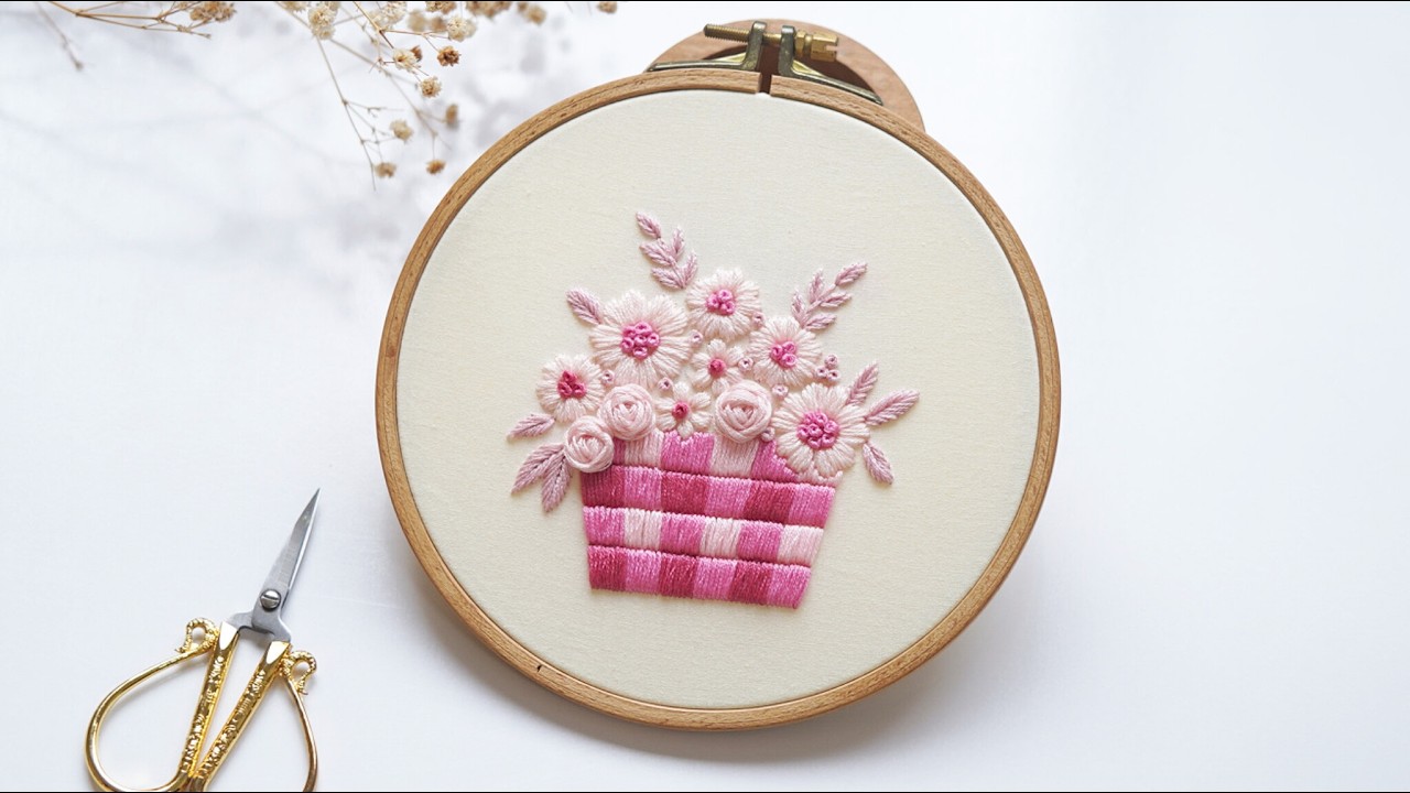 Floral basket, new embroidery tutorial :) PDF Pattern