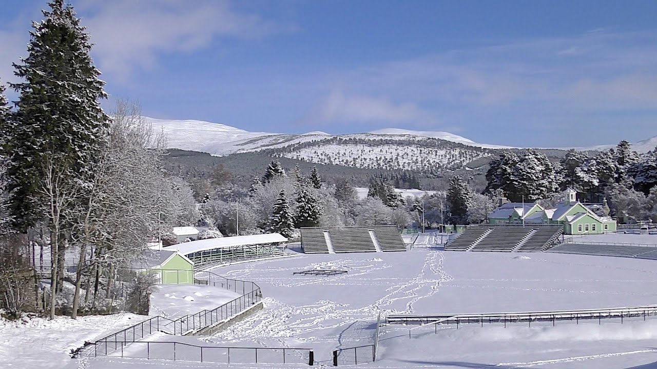Snowfall over Braemar in the Cairngorms National Park, Aberdeenshire, Scotland, on 25th Feb 2020