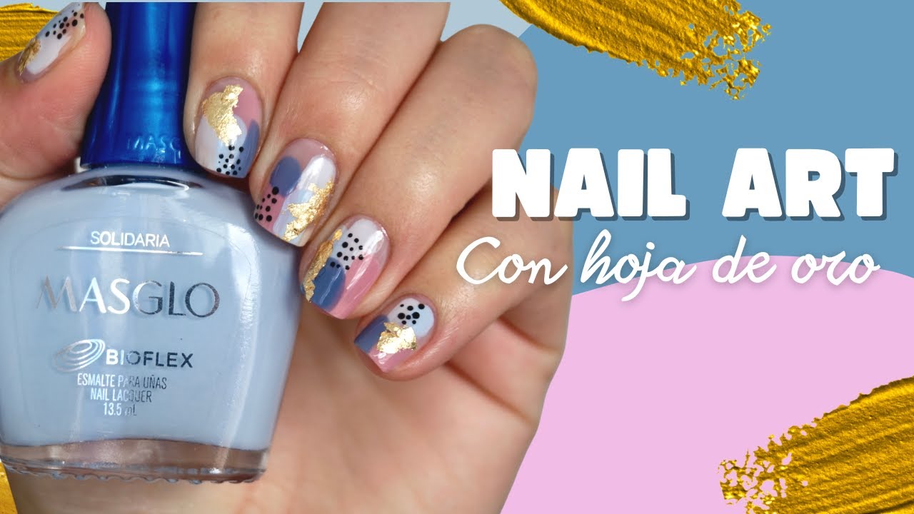 Nail art con HOJA DE ORO y productos MASGLO
