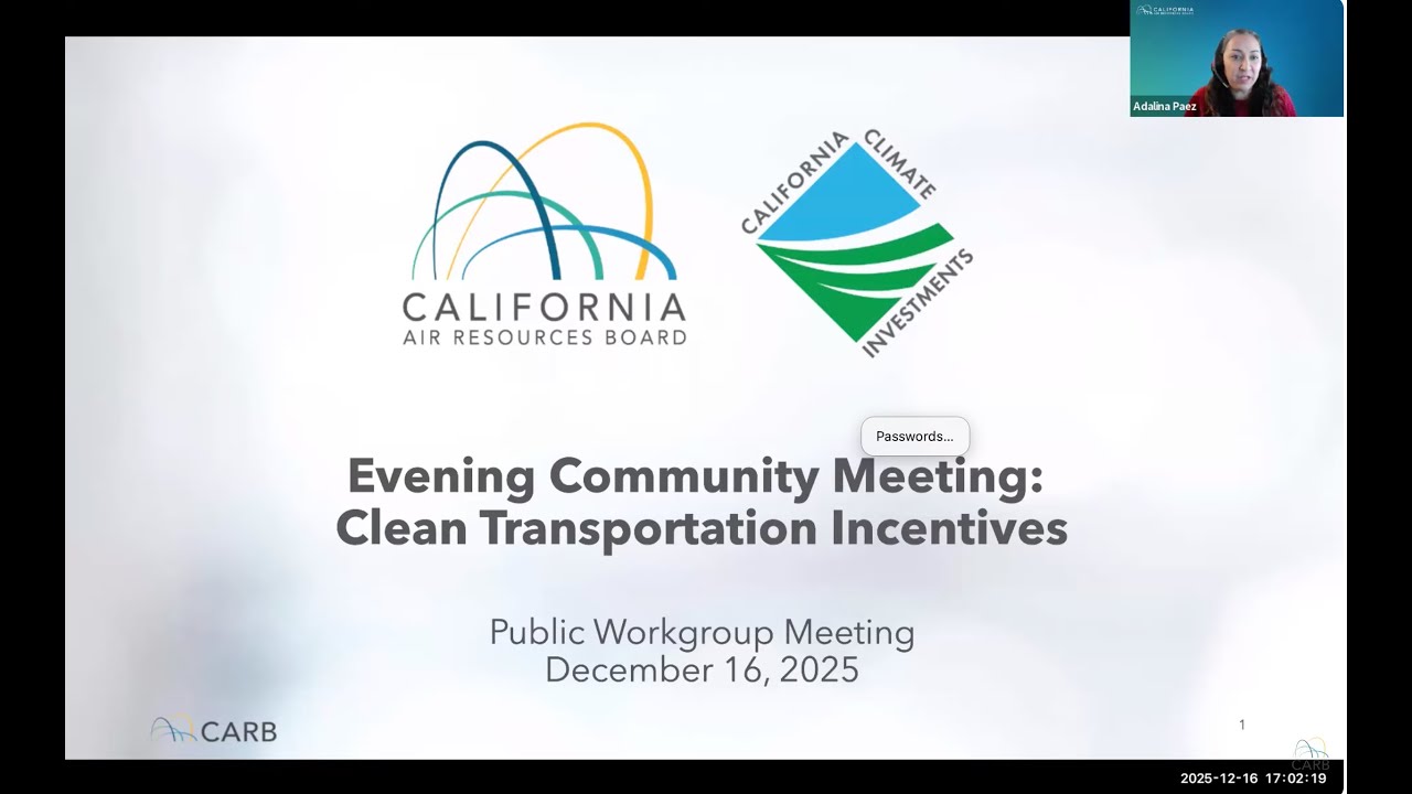 Evening Community Meeting: Clean Transportation Incentives - December 16, 2025
