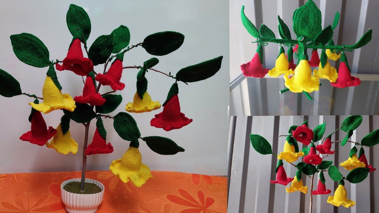 Hermosa Planta de Campanilla//o Floripondio, a Crochet.para Decorar.