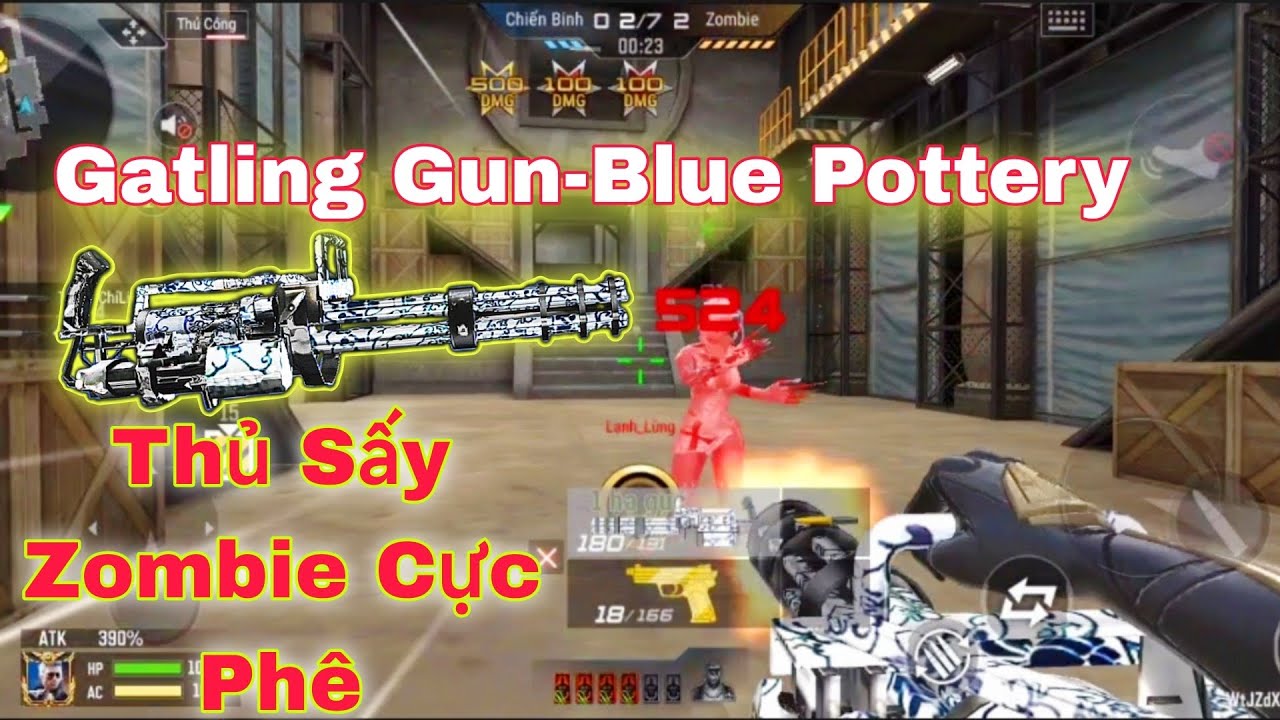 CF Mobile | Cầm Gatling Gun-Blue Pottery Thủ Zombie Chỉ Có Khóc! 😂