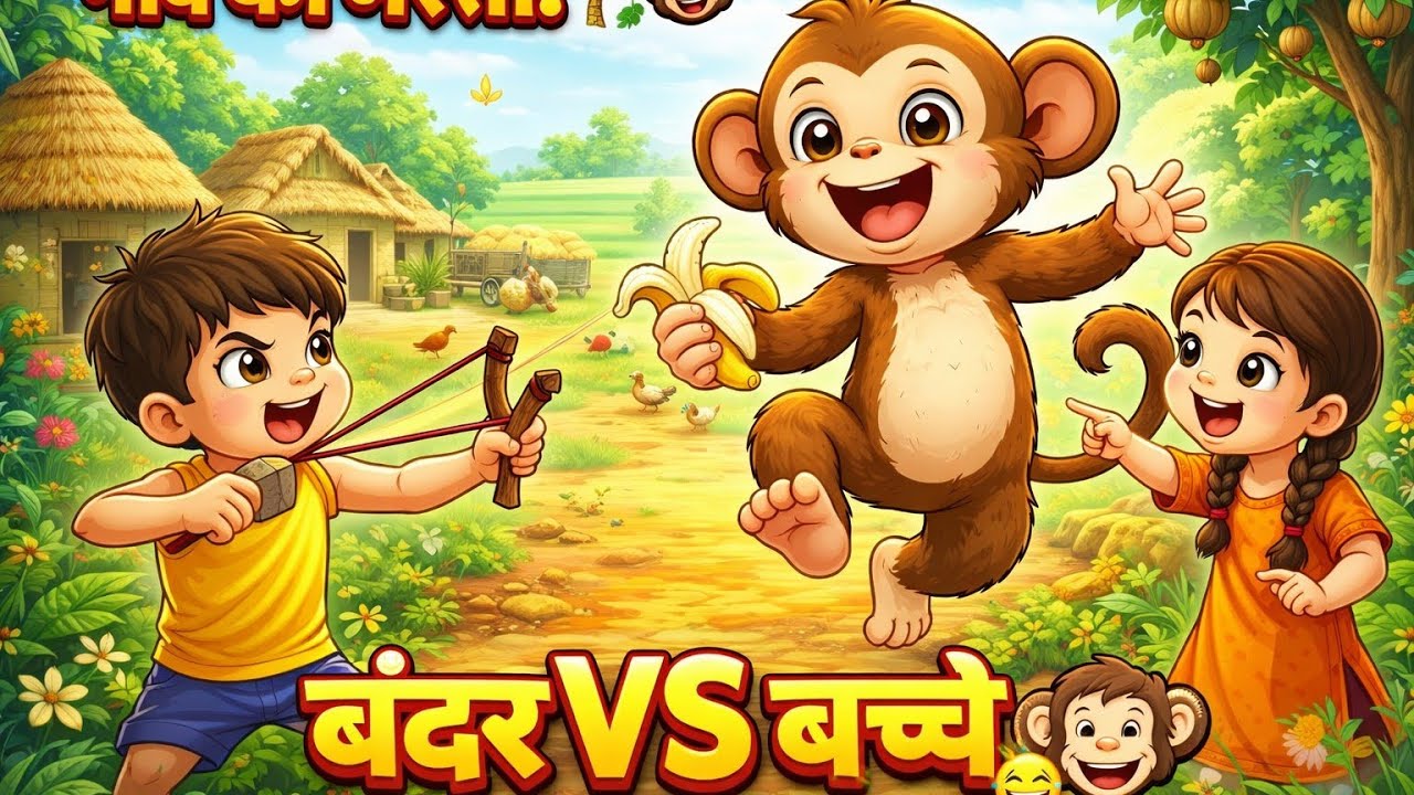 गांव में बंदर का आतंक! 😆🐒 || गांव मे बंदर आ गया 😅 || @MonkeyJunctionYT 